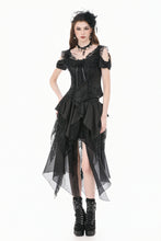 Load image into Gallery viewer, Gothic Ruffled High-Low Skirt with Jacquard Texture and Irregular Tiered Lace Mesh  KW451