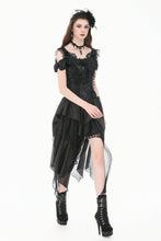 Load image into Gallery viewer, Gothic Ruffled High-Low Skirt with Jacquard Texture and Irregular Tiered Lace Mesh  KW451