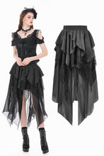 Load image into Gallery viewer, Gothic Ruffled High-Low Skirt with Jacquard Texture and Irregular Tiered Lace Mesh  KW451