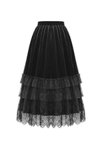 Load image into Gallery viewer, Gothic Velvet Skirt with  Tiered Lace Mesh and Ruffled Cake Silhouette KW453