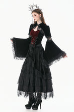 Load image into Gallery viewer, Gothic Velvet Skirt with  Tiered Lace Mesh and Ruffled Cake Silhouette KW453