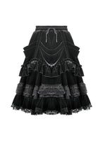Load image into Gallery viewer, Dark Lolita Skirt in Matte Velvet with Lace Trims KW454