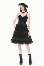 Load image into Gallery viewer, Dark Lolita Skirt in Matte Velvet with Lace Trims KW454