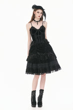 Load image into Gallery viewer, Dark Lolita Skirt in Matte Velvet with Lace Trims KW454