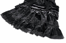 Load image into Gallery viewer, Dark Lolita Skirt in Matte Velvet with Lace Trims KW454