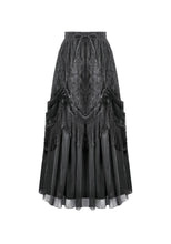 Load image into Gallery viewer, Gothic Sheer Floral Lace Maxi Skirt with 3D Roses, Beaded Tassels and Layered Chiffon Hem KW455