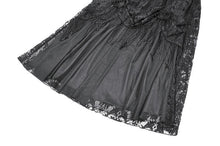 Load image into Gallery viewer, Gothic Sheer Floral Lace Maxi Skirt with 3D Roses, Beaded Tassels and Layered Chiffon Hem KW455