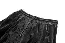 Load image into Gallery viewer, Gothic Velvet Skirt with Baroque Guipure Lace, Ruched Sides and Mystery Red Underskirt KW457