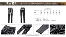 Load image into Gallery viewer, Black PU leather armor knight leggings pants PW134