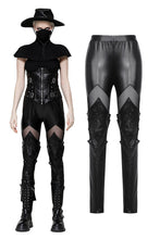 Load image into Gallery viewer, Black PU leather armor knight leggings pants PW134