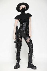 Black PU leather armor knight leggings pants PW134