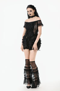 Lolita Lace-Trimmed Lantern shorts with Embroidered Flower PW135