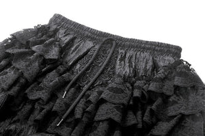 Lolita Lace-Trimmed Lantern shorts with Embroidered Flower PW135
