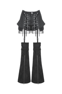 Punk Convertible Shorts with Grommet Straps and Zipper Leggings PW136