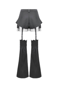 Punk Convertible Shorts with Grommet Straps and Zipper Leggings PW136
