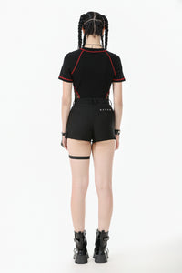 Asymmetry Rivet Punk Shorts with Leg Strap PW141