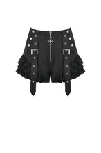 Load image into Gallery viewer, Night Ban - Dark Punk Cross Zipper Metal Buckle Lace Patchwork High-Waisted Shorts PW144
