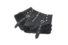 Load image into Gallery viewer, Night Ban - Dark Punk Cross Zipper Metal Buckle Lace Patchwork High-Waisted Shorts PW144