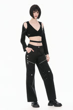 Load image into Gallery viewer, Urban Mobility - Dark Techwear Multi-Pocket Cross-Zip Wide-Leg Cargo Pants PW153