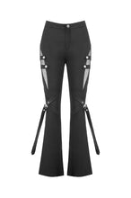 Load image into Gallery viewer, Dark Rift - Gothic Punk Mesh Patchwork Cutout Buckle Flare Pants PW154