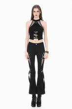 Load image into Gallery viewer, Dark Rift - Gothic Punk Mesh Patchwork Cutout Buckle Flare Pants PW154