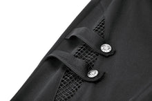 Load image into Gallery viewer, Dark Rift - Gothic Punk Mesh Patchwork Cutout Buckle Flare Pants PW154