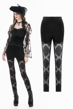 Load image into Gallery viewer, Velvet Night - Gothic Retro Palace Embroidery Sheer Lace Patchwork Slim Leggings PW155