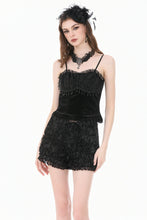 Load image into Gallery viewer, Dark Rose - Gothic 3D Floral Jacquard Lace-Trimmed Mini Shorts PW157
