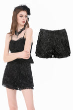 Load image into Gallery viewer, Dark Rose - Gothic 3D Floral Jacquard Lace-Trimmed Mini Shorts PW157