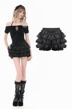 Load image into Gallery viewer, Punk-Lolita Bloomer Shorts with Tiered Organza Ruffles and Lace-Trimmed Cake Silhouette PW158