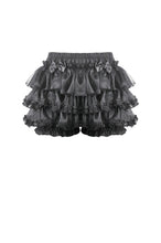 Load image into Gallery viewer, Punk-Lolita Bloomer Shorts with Tiered Organza Ruffles and Lace-Trimmed Cake Silhouette PW158