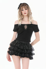 Load image into Gallery viewer, Punk-Lolita Bloomer Shorts with Tiered Organza Ruffles and Lace-Trimmed Cake Silhouette PW158