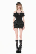 Load image into Gallery viewer, Punk-Lolita Bloomer Shorts with Tiered Organza Ruffles and Lace-Trimmed Cake Silhouette PW158