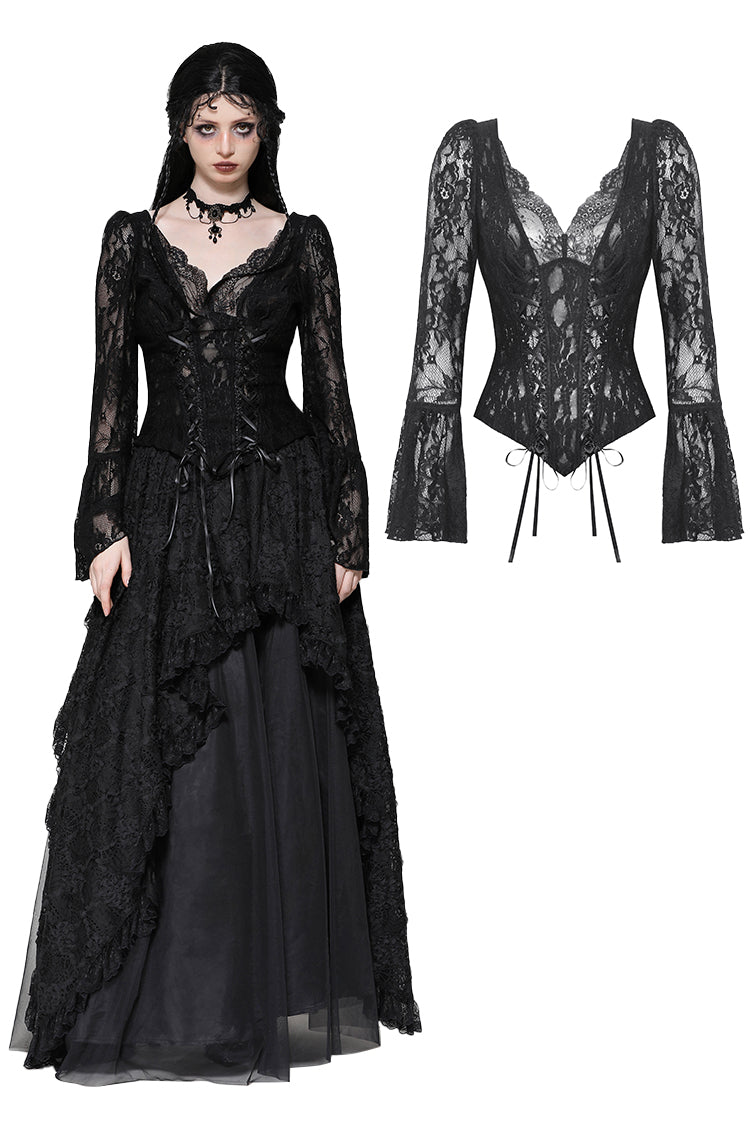 Gothic dark lace sexy deep v-neck top TW561 – DARK IN LOVE