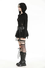 Load image into Gallery viewer, Gothic assassin fitted hooded black hollow-out top. TW572