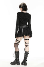 Load image into Gallery viewer, Gothic assassin fitted hooded black hollow-out top. TW572