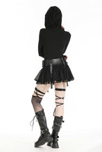 Load image into Gallery viewer, Gothic assassin fitted hooded black hollow-out top. TW572