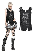 Load image into Gallery viewer, Black Distressed Graphic Tank Top TW582