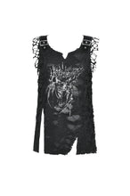 Load image into Gallery viewer, Black Distressed Graphic Tank Top TW582