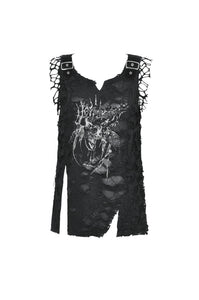Black Distressed Graphic Tank Top TW582