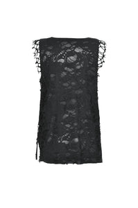 Black Distressed Graphic Tank Top TW582