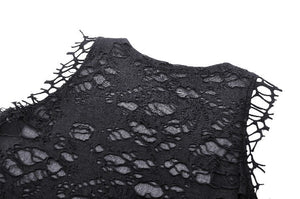 Black Distressed Graphic Tank Top TW582