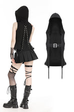 Load image into Gallery viewer, Black playful hooded Harajuku-style tank top. TW590