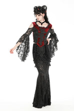 Load image into Gallery viewer, Gothic elegant black-red off-shoulder sexy top. TW593
