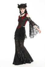 Load image into Gallery viewer, Gothic elegant black-red off-shoulder sexy top. TW593