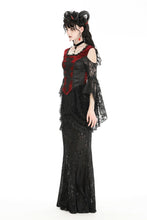 Load image into Gallery viewer, Gothic elegant black-red off-shoulder sexy top. TW593