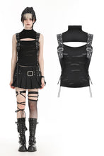 Load image into Gallery viewer, Black punk motorbike girl cool top TW594