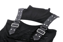 Load image into Gallery viewer, Black punk motorbike girl cool top TW594