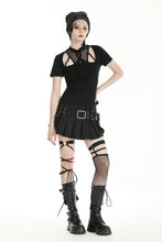 Load image into Gallery viewer, Black punk hollow sexy mesh knit T-shirt TW597