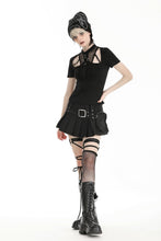 Load image into Gallery viewer, Black punk hollow sexy mesh knit T-shirt TW597